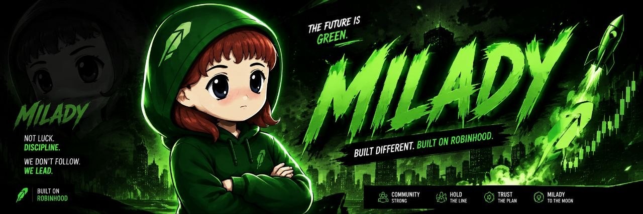 MILADY key art — the future is green, built different, built on Robinhood